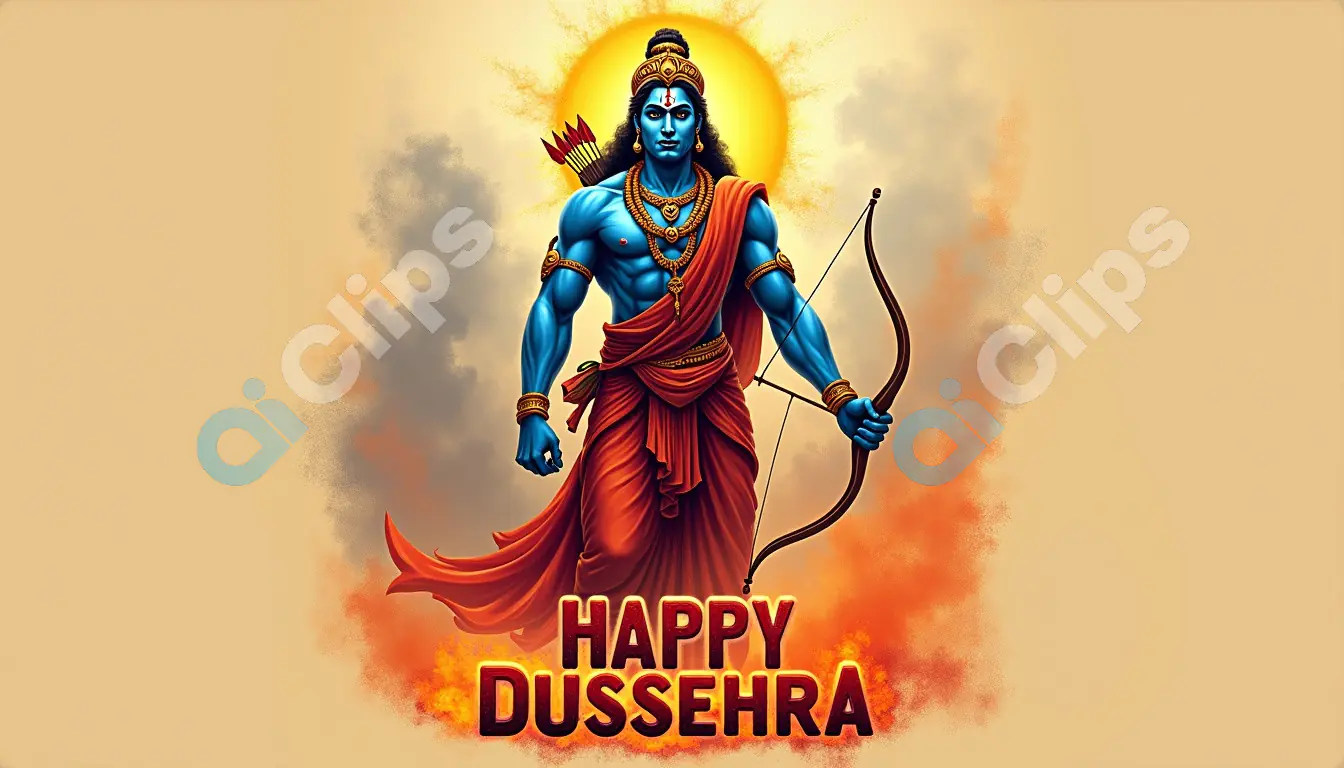 Happy Dussehra with Lord Rama Illustration