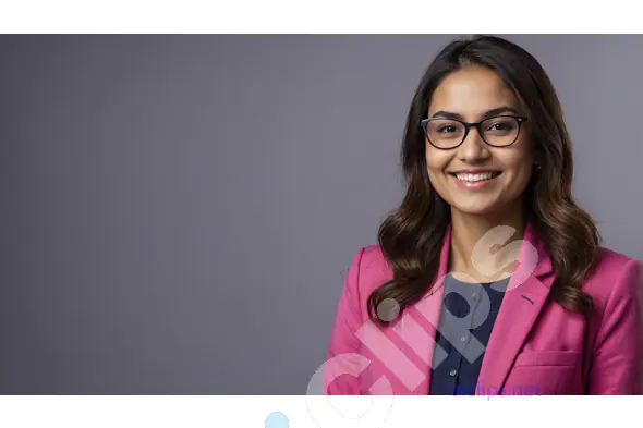 Confident Young Woman in Pink Blazer Studio Portrait