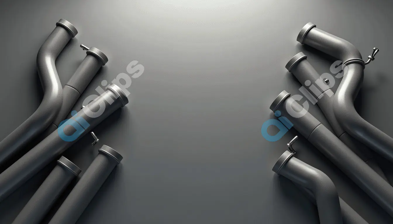 Symmetrical Industrial Pipes on Metallic Background