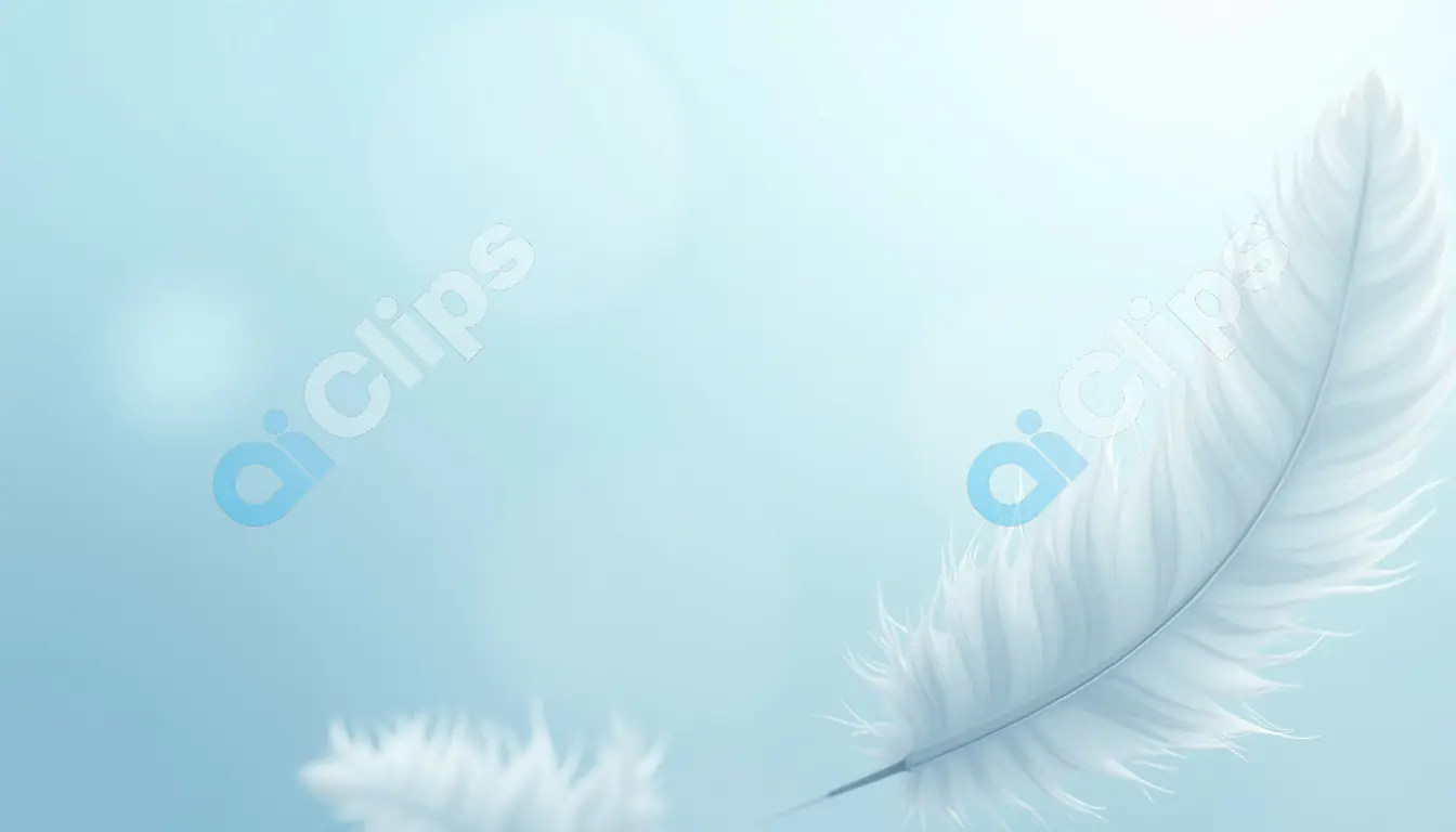 Light Feather on Soft Blue Background