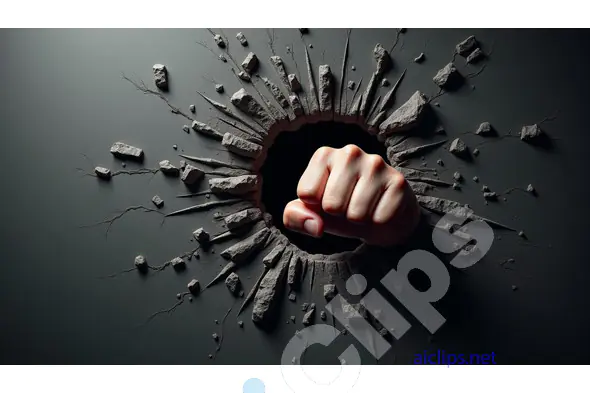 Fist Breaking Through the Concrete Wall