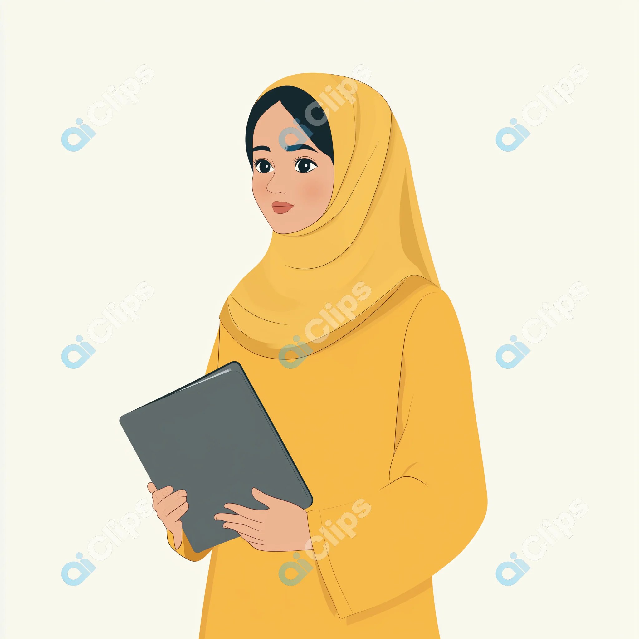 Woman in Hijab Holding a Tablet