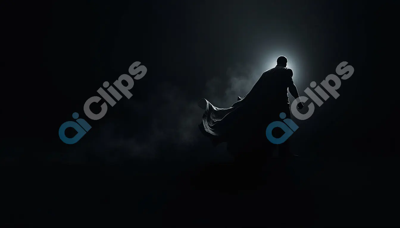 Silhouette of a Superhero in the Dark