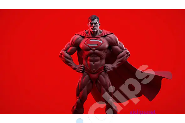 Superhero-Inspired Digital Art on Bold Red Background