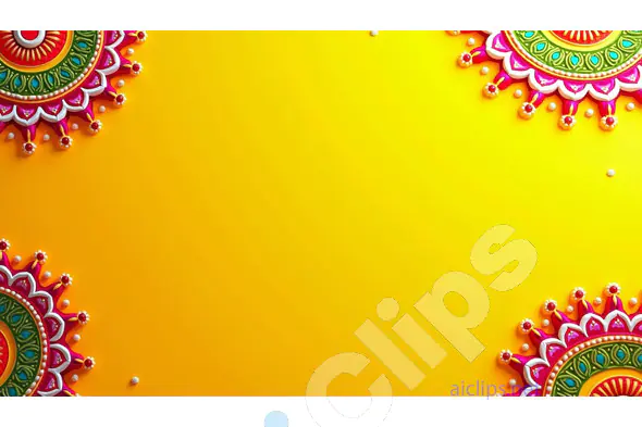 Diwali Rangoli Border Design on Bright Yellow Background