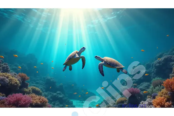Tranquil Turtles in Coral Reef Paradise
