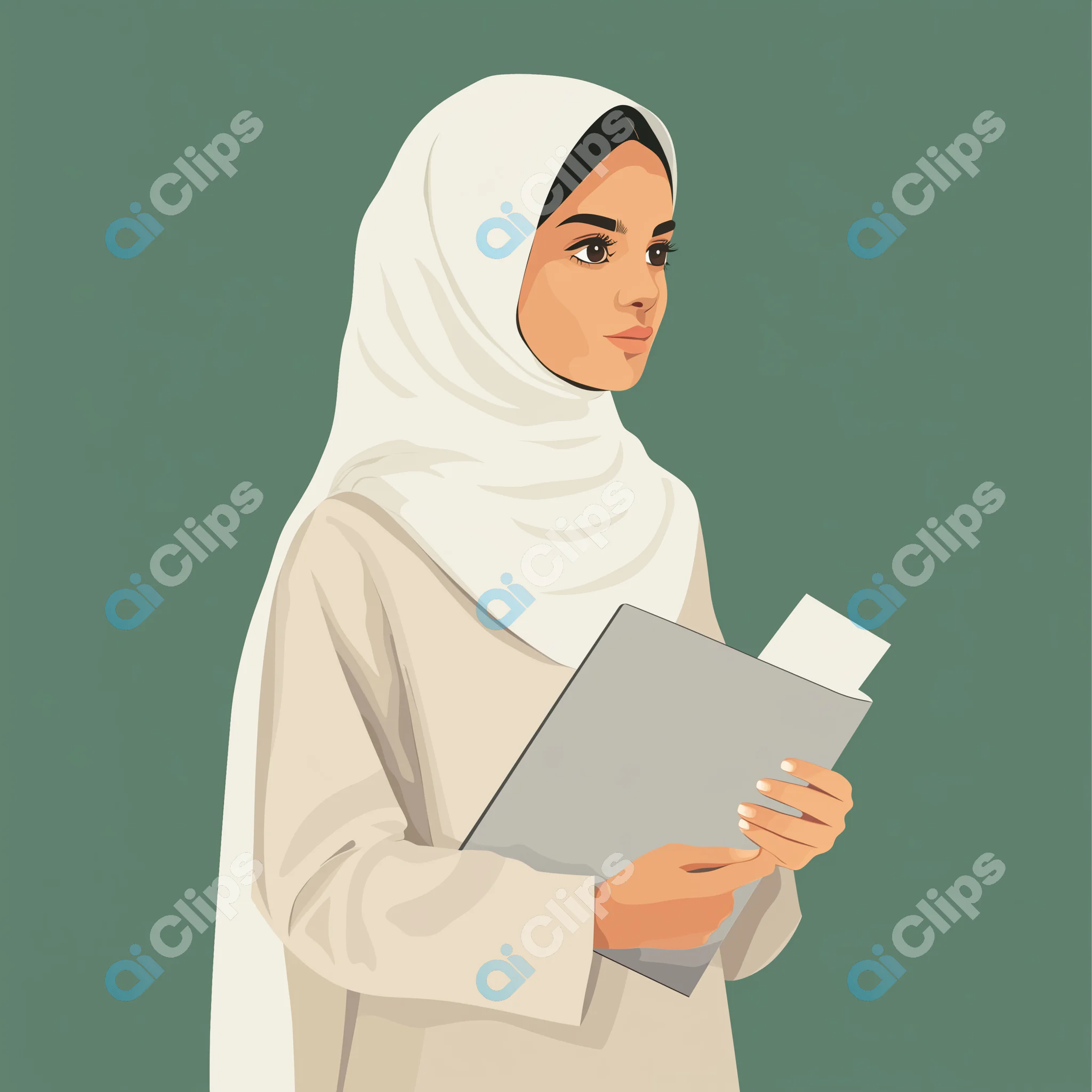 Professional Hijabi Woman with Documents