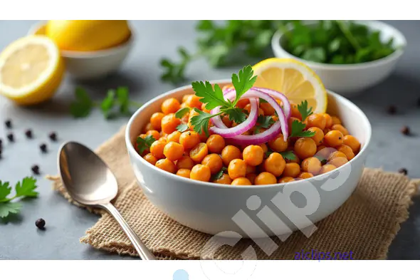 Chickpea Salad with Lemon and Red Onions