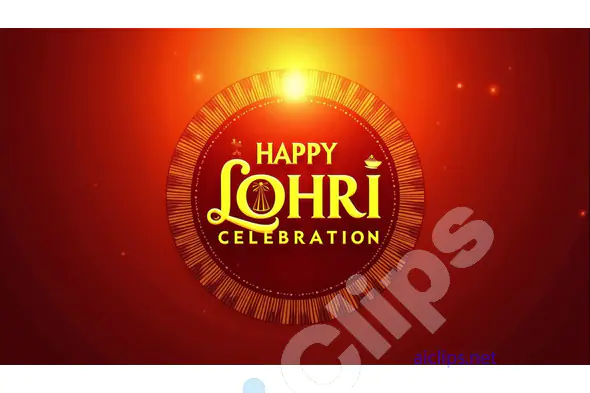 Happy Lohri Celebration Banner with Glowing Sunburst