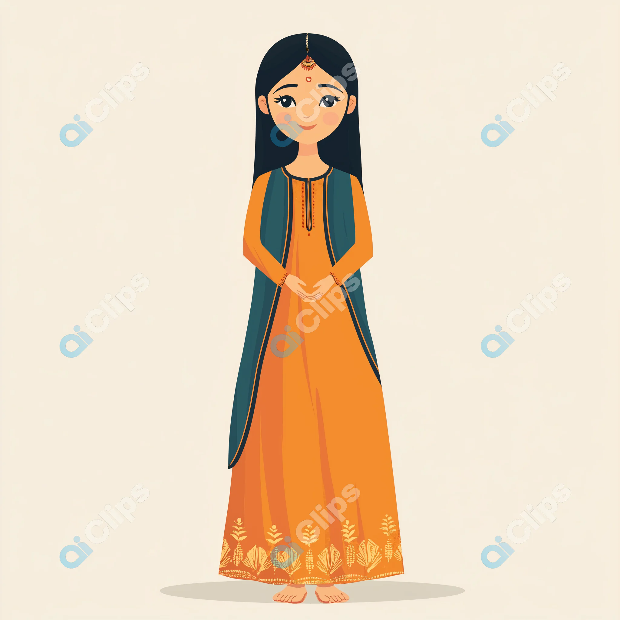 Traditional Indian Girl Illustration