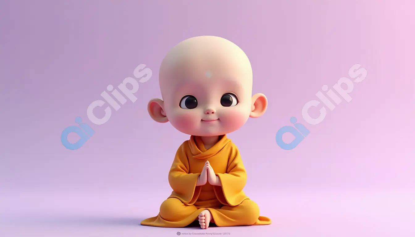 Adorable Baby Monk in Meditation Pose