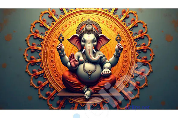 Lord Ganesha with Ornate Mandala Background