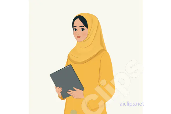 Woman in Hijab Holding a Tablet