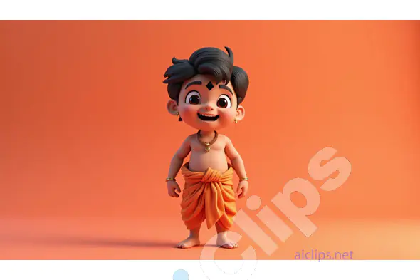 Cheerful Baby Deity with Traditional Attire