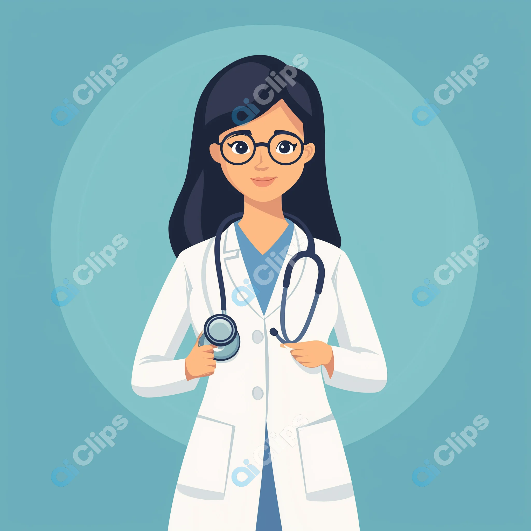 Female Doctor with Stethoscope Illustration