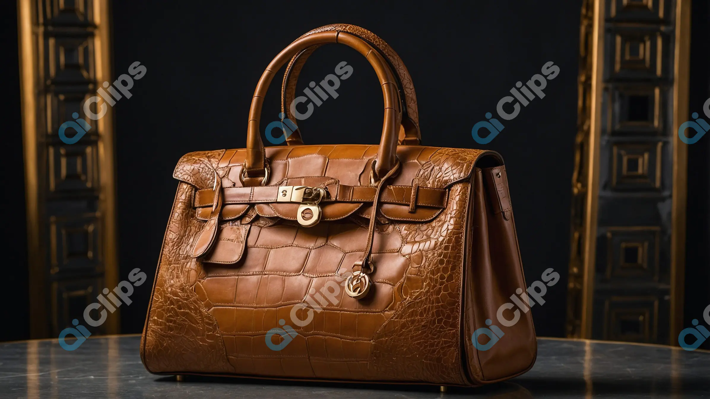 Elegant Brown Leather Handbag