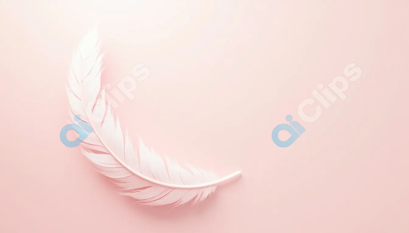 Delicate Feather on Soft Pink Background