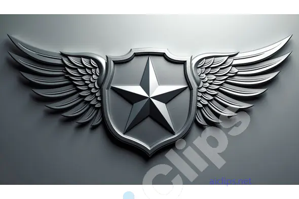Metallic Winged Star Emblem on Dark Background