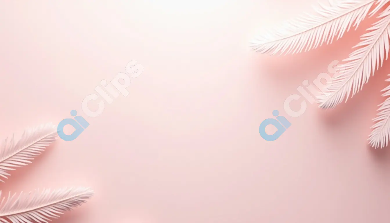 Minimalist Pink Background with White Palm Leaves
