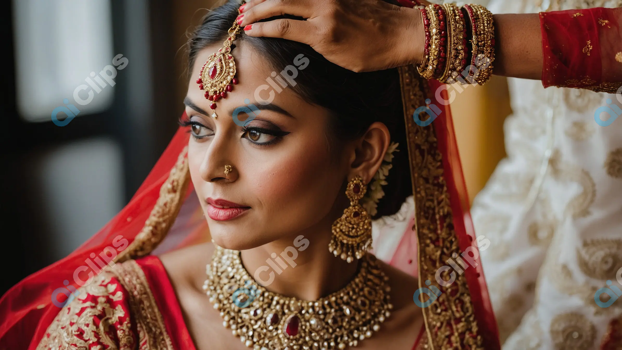 Bridal Elegance in Red and Gold
