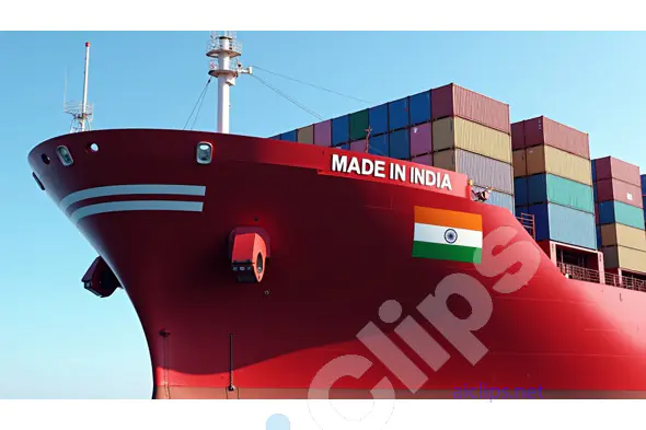 Made in India" Shipping Vessel with Cargo Containers