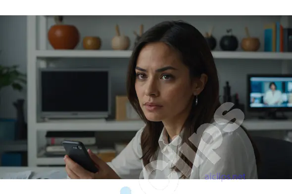 Focused Businesswoman Using Smartphone in Modern Office