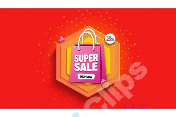 Vibrant Super Sale Banner - Up to 25% Off Promotion