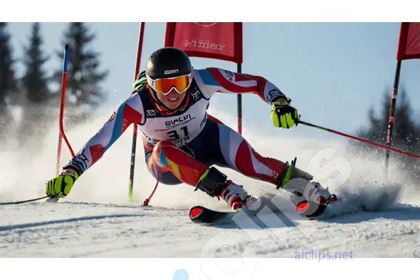 Alpine Ski Racer in Action