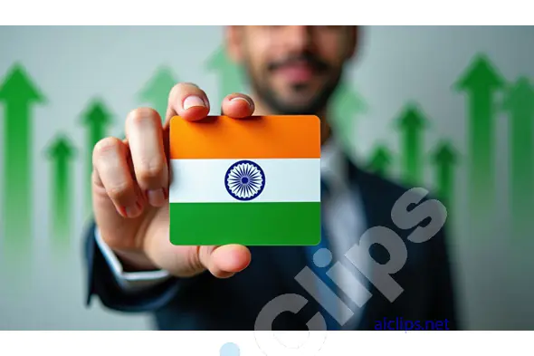 Business Success in India Concept with Indian Flag