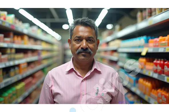 Portrait of a Confident Man in a Supermarket