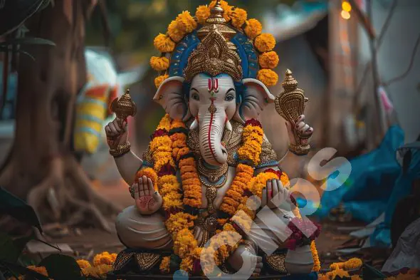 Floral Ganesha Idol