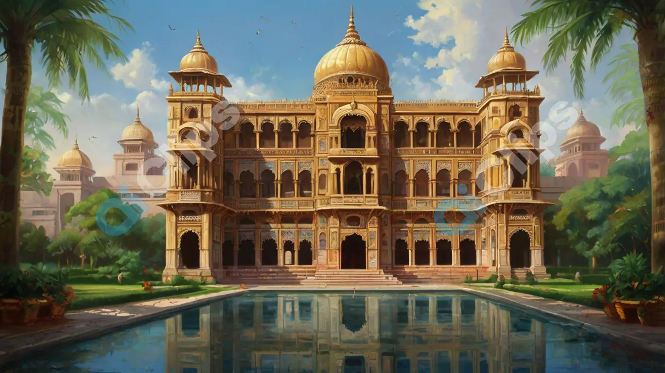 Majestic Indian Palace with Reflection Pool