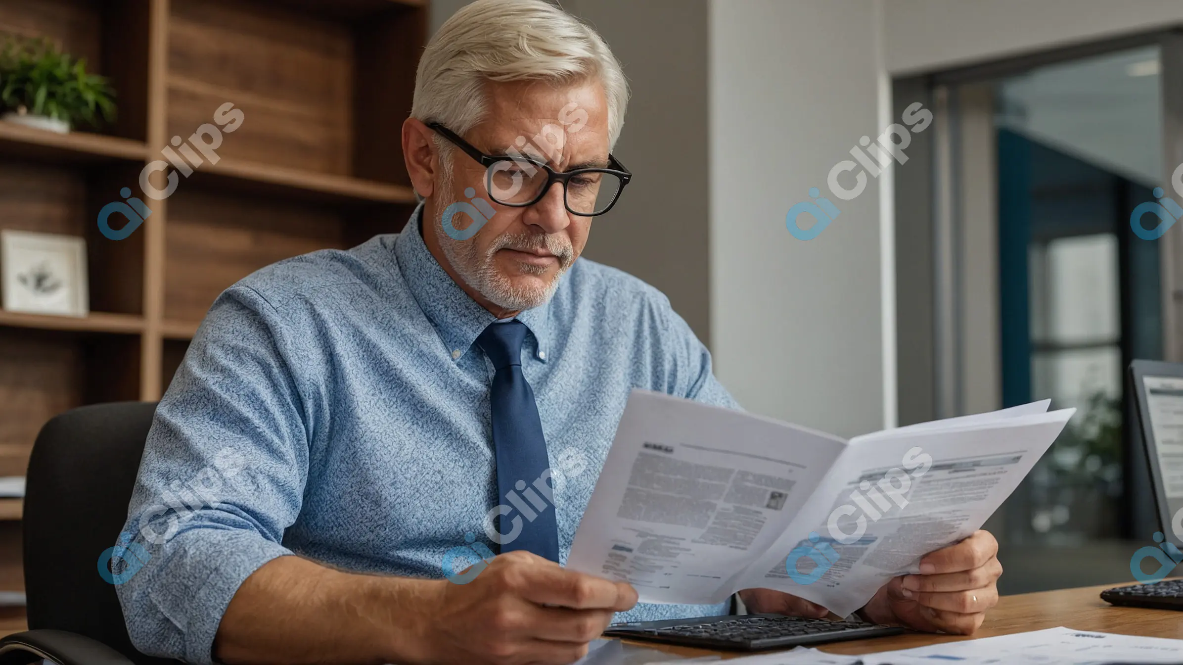 Senior Businessman Reading Documents