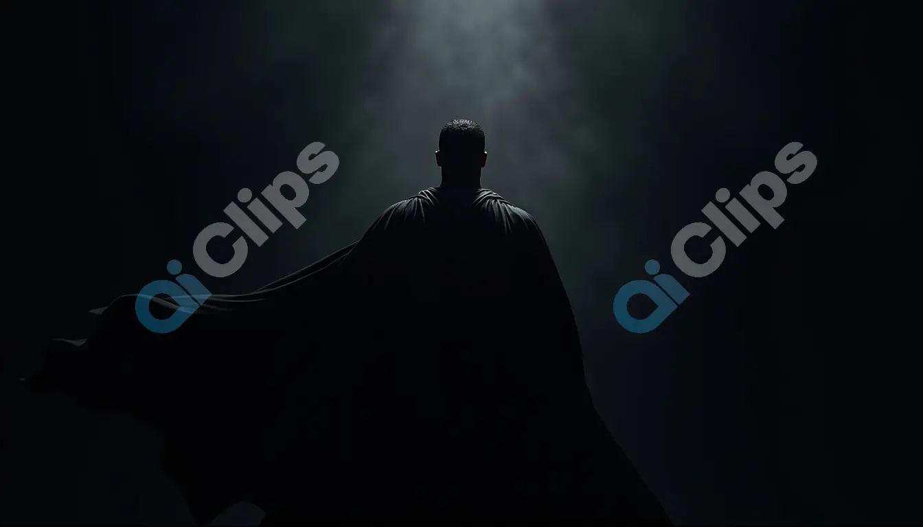 Backlit Superhero Silhouette in Darkness