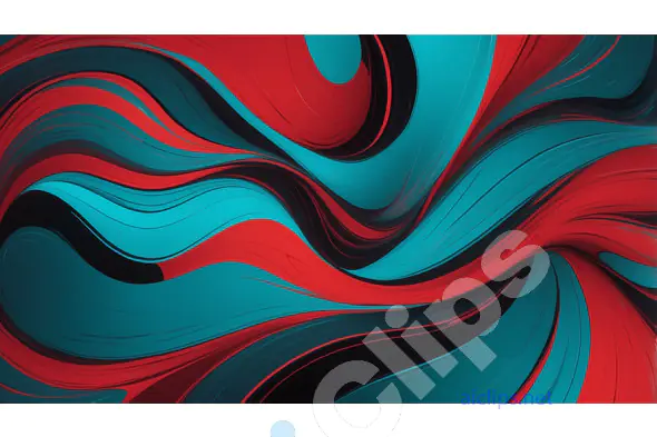 Vibrant Abstract Waves in Red and Teal