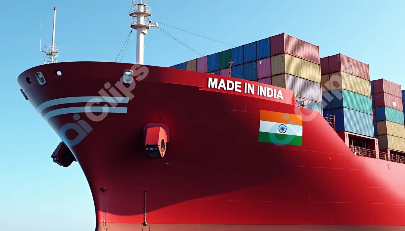 Made in India" Shipping Vessel with Cargo Containers
