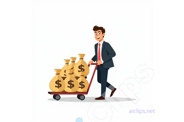 Successful Businessman with Money Bags Illustration
