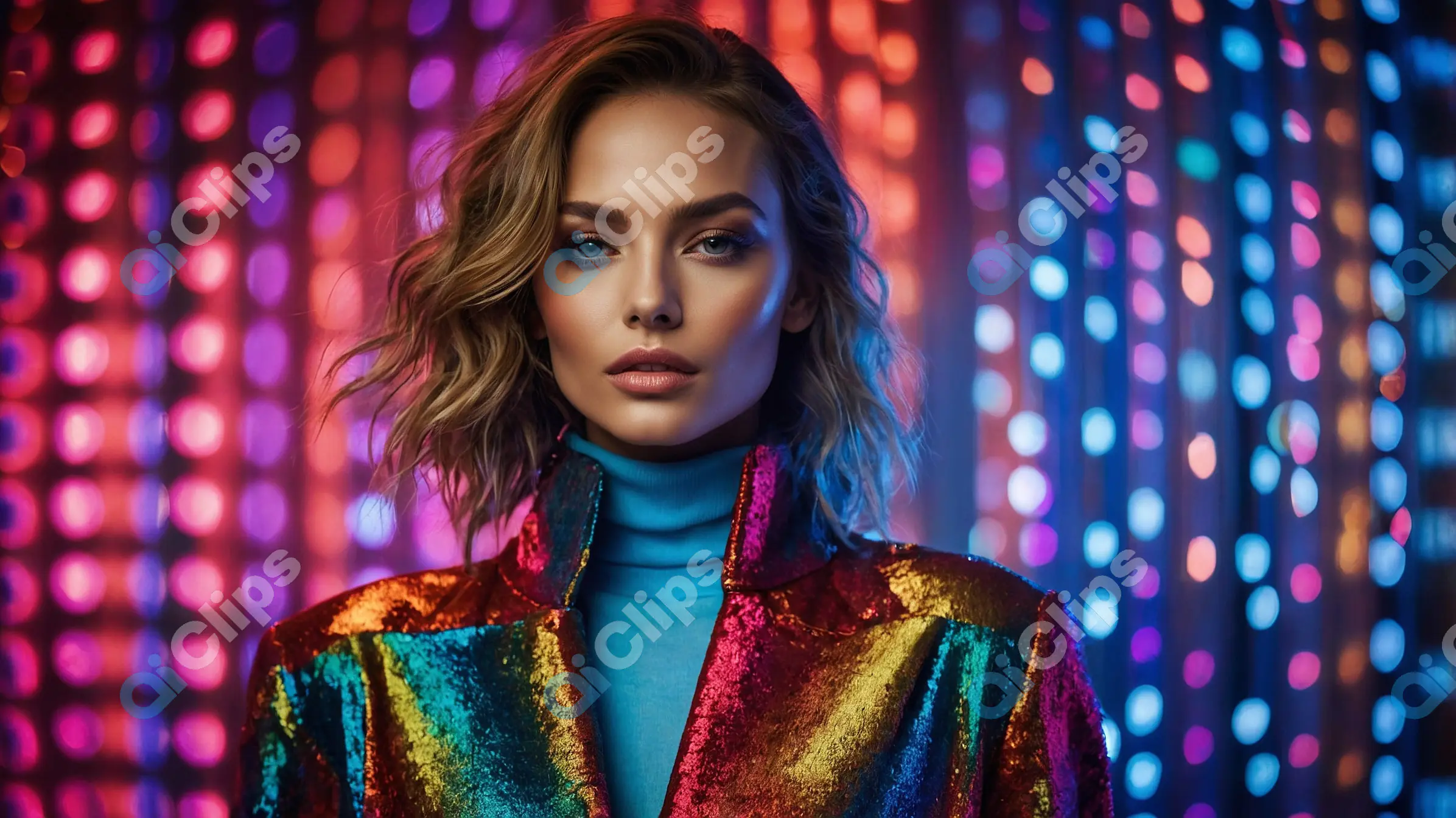 Glamorous Neon Fashion Portrait