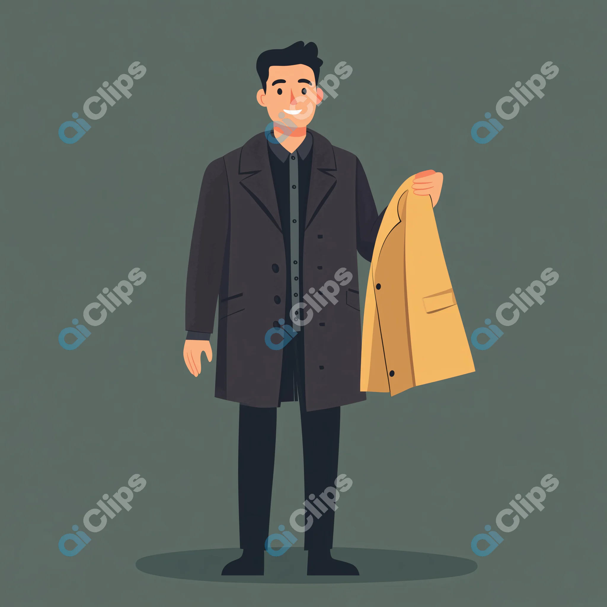 Businessman Holding Overcoat Illustration