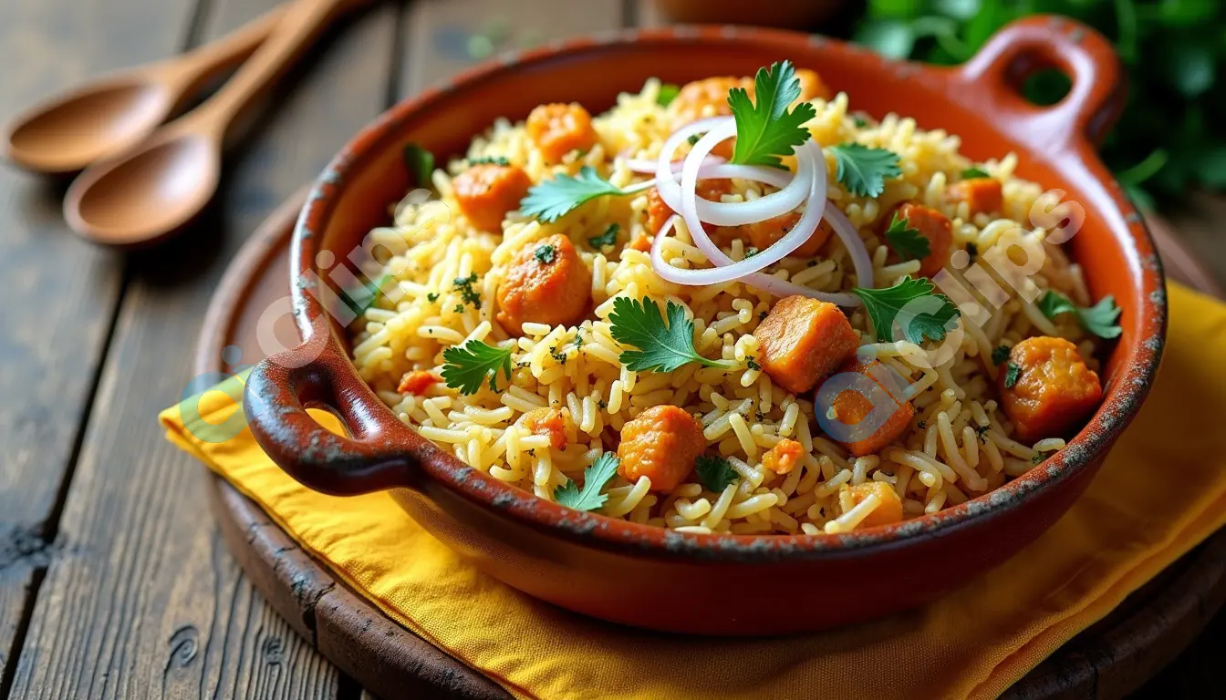 Delicious Paneer Pulao in Rustic Clay Pot