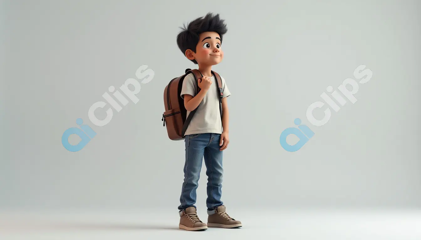 Cheerful Schoolboy Ready for Adventure