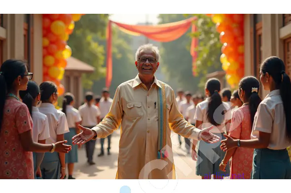 Joyful School Principal Welcoming Students