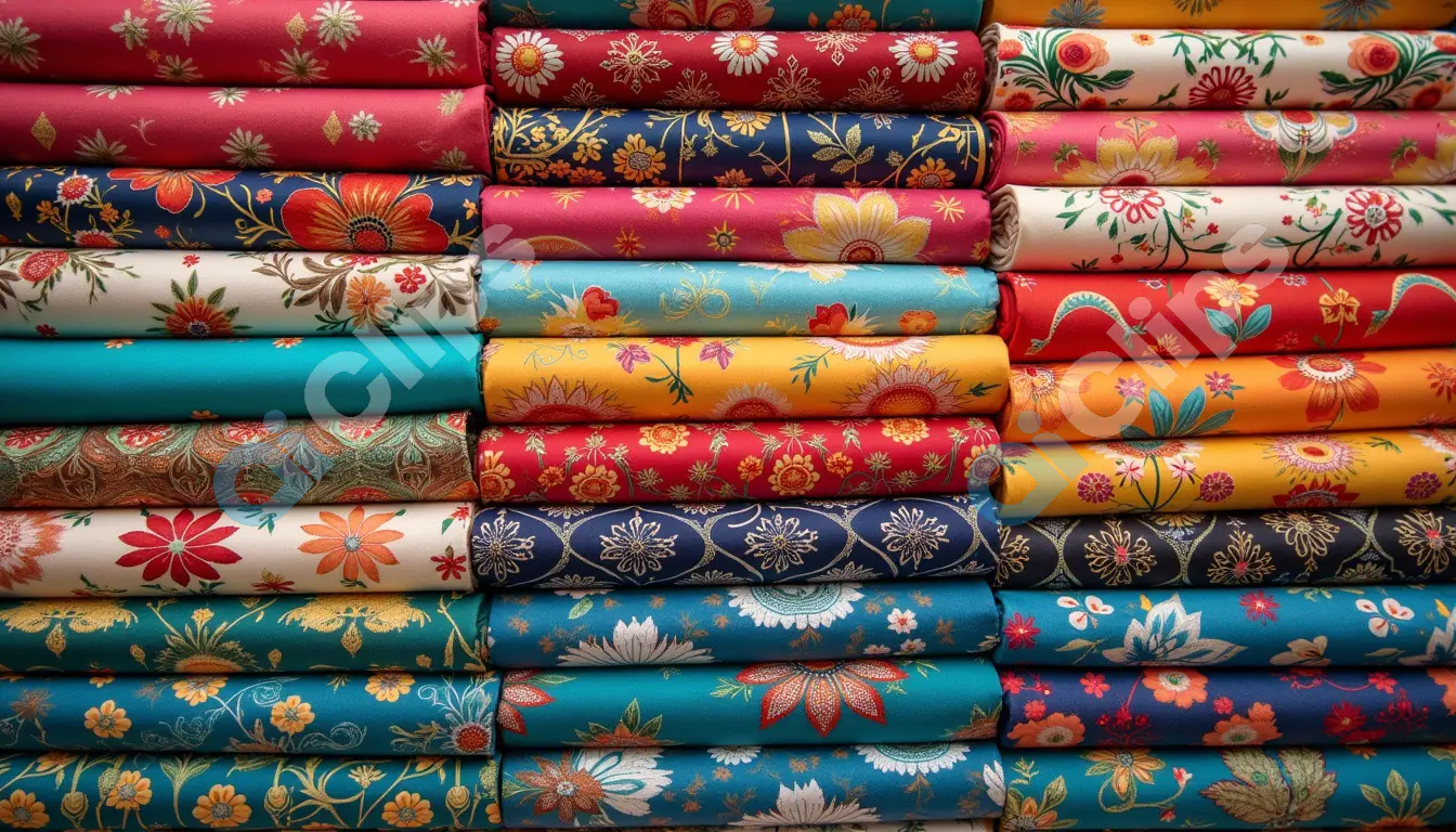 Vibrant Floral Fabric Rolls with Intricate Patterns