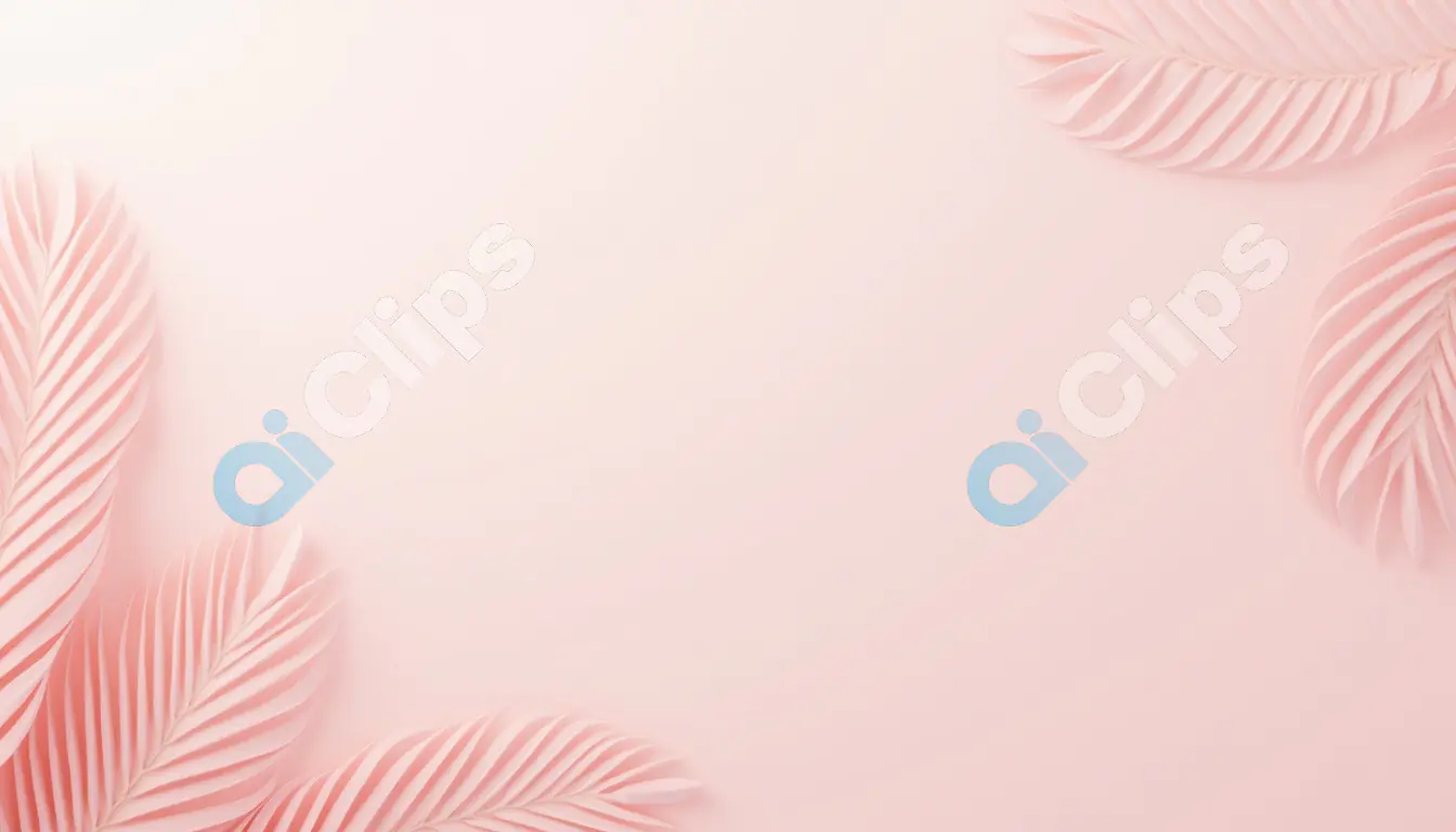 Soft Pink Background with Delicate Palm Leaves