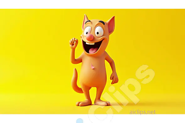 "Happy 3D Cartoon Cat Character"