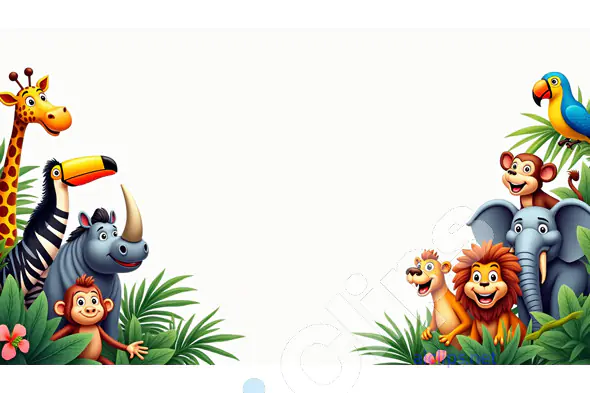 Jungle Animals Cartoon Frame for Kids