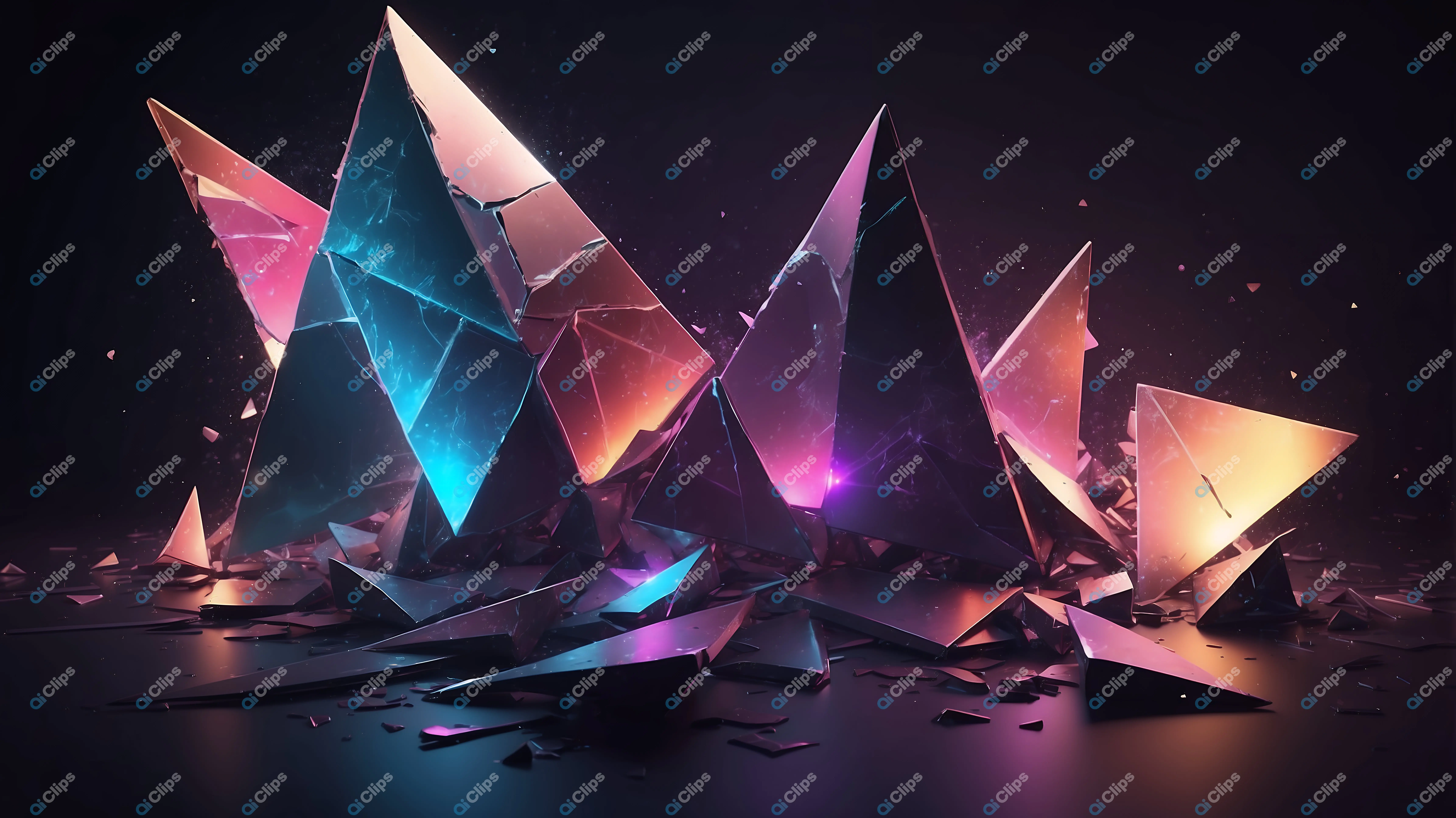 Abstract Neon Crystals
