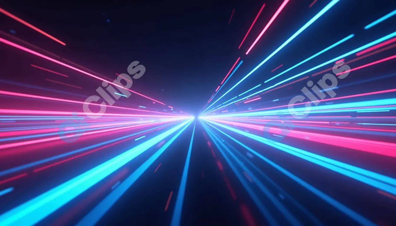 Neon Light Streaks in a Futuristic Tunnel