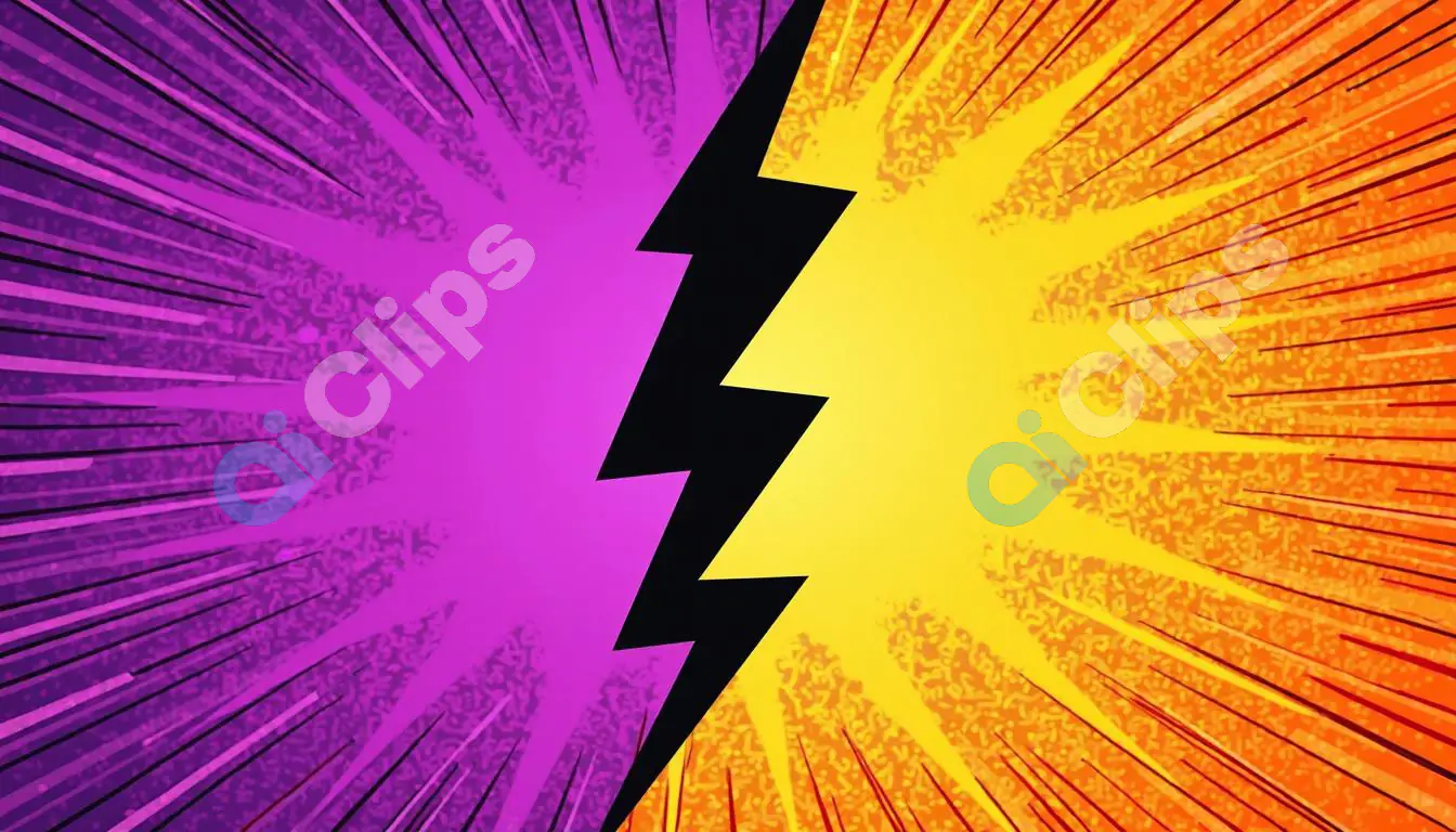 Purple and Yellow Comic Book Style Background with Lightning Bolt