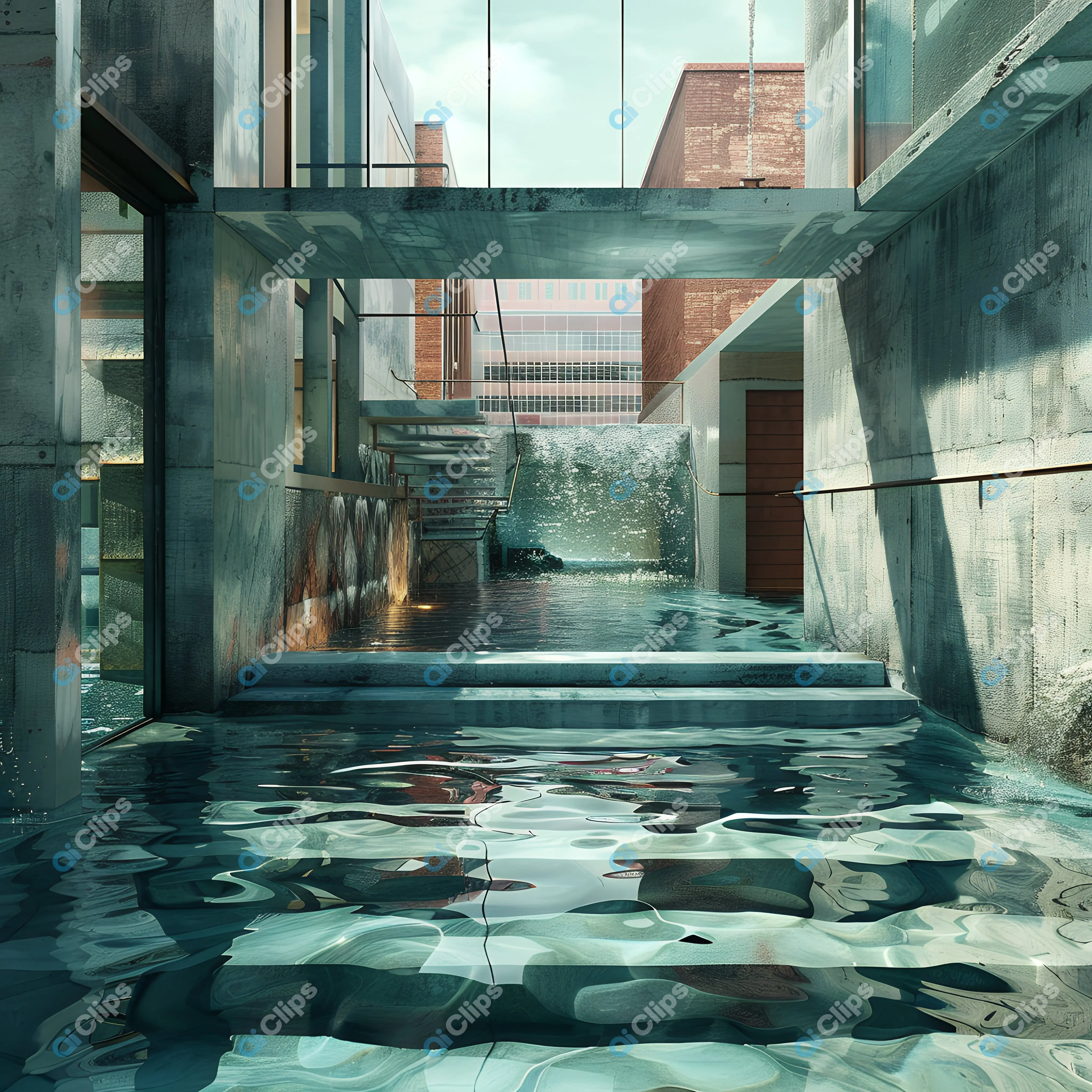 Modern Water-Filled Atrium